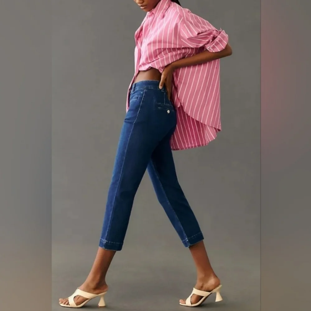 Anthropologie Maeve The Essential Slim High-Rise Straight Blue Jeans Size 28